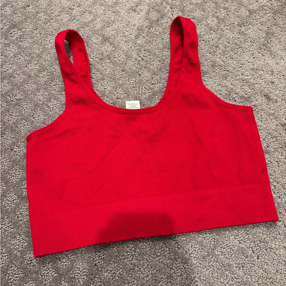 Red Ribbed Crop Top